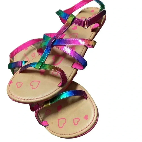 Joe Boxer Girls Sandals Size 4 Multicolor Heart Design Summer Shoes - Picture 3 of 4
